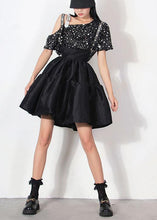 Load image into Gallery viewer, Comfy Black Patchwork Summer A Line carpenter Skirts