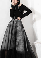 Comfy Black Print Lace Skirts Summer