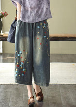 Load image into Gallery viewer, Comfy Grey Embroideried Wide Leg denim Pants For Women