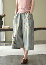 Load image into Gallery viewer, Comfy Grey Embroideried Wide Leg denim Pants For Women