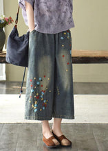 Load image into Gallery viewer, Comfy Grey Embroideried Wide Leg denim Pants For Women