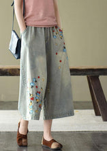 Load image into Gallery viewer, Comfy Grey Embroideried Wide Leg denim Pants For Women