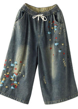 Load image into Gallery viewer, Comfy Grey Embroideried Wide Leg denim Pants For Women