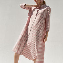 Load image into Gallery viewer, Cotton blended clothes Plus Size Polo Collar Pink Casual Plus Size Shirt Dress