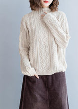 Load image into Gallery viewer, Cozy beige Blouse high neck Button Downfall fashion knit tops