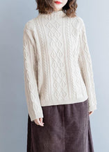 Load image into Gallery viewer, Cozy beige Blouse high neck Button Downfall fashion knit tops