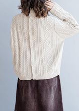 Load image into Gallery viewer, Cozy beige Blouse high neck Button Downfall fashion knit tops