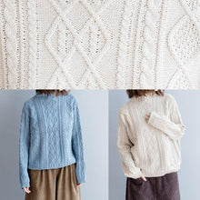 Load image into Gallery viewer, Cozy beige Blouse high neck Button Downfall fashion knit tops