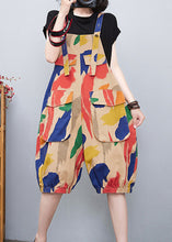 Load image into Gallery viewer, DIY Apricot Slash Neck Print High Waist Jumpsuit Summer