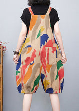 Load image into Gallery viewer, DIY Apricot Slash Neck Print High Waist Jumpsuit Summer