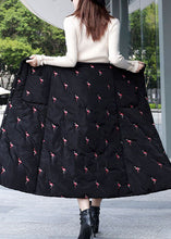 Load image into Gallery viewer, DIY Black Embroideried Button Fine Cotton Filled Skirt Winter