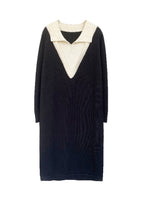 DIY Black Peter Pan Collar Patchwork Cotton Fake Two Piece Dress Fall