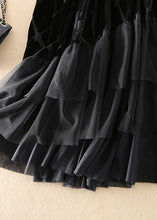 Load image into Gallery viewer, DIY Black Tulle Patchwork Silk Velour Skirt Spring