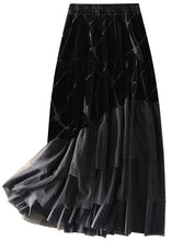 Load image into Gallery viewer, DIY Black Tulle Patchwork Silk Velour Skirt Spring