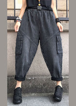 Load image into Gallery viewer, DIY Black high waist Striped denim harem pants Spring