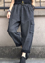 Load image into Gallery viewer, DIY Black high waist Striped denim harem pants Spring