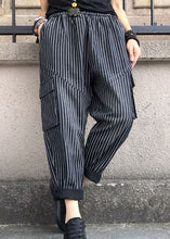 Load image into Gallery viewer, DIY Black high waist Striped denim harem pants Spring