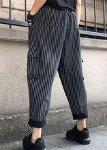 Load image into Gallery viewer, DIY Black high waist Striped denim harem pants Spring