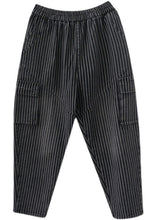 Load image into Gallery viewer, DIY Black high waist Striped denim harem pants Spring