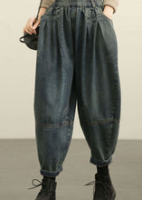Load image into Gallery viewer, DIY Blue High Waist Pockets wrinkled Harem Fall Denim Pants