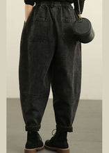 Load image into Gallery viewer, DIY Blue High Waist Pockets wrinkled Harem Fall Denim Pants
