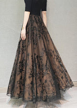 Load image into Gallery viewer, DIY Chocolate Wrinkled Embroideried High Waist Tulle Skirt Spring