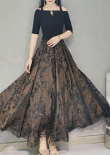 Load image into Gallery viewer, DIY Chocolate Wrinkled Embroideried High Waist Tulle Skirt Spring
