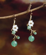 Load image into Gallery viewer, DIY Green Chalcedong Shell Flower Drop Earrings