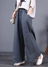 Load image into Gallery viewer, DIY Grey Pockets Elastic Waist Patchwork Cotton Wide Leg Pants Summer