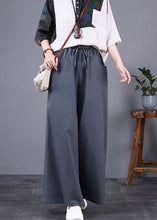 Load image into Gallery viewer, DIY Grey Pockets Elastic Waist Patchwork Cotton Wide Leg Pants Summer