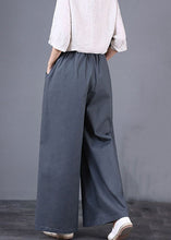 Load image into Gallery viewer, DIY Grey Pockets Elastic Waist Patchwork Cotton Wide Leg Pants Summer
