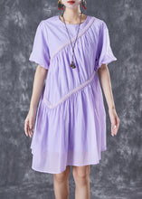 Load image into Gallery viewer, DIY Purple Asymmetrical Patchwork Wrinkled Maxi Dresses Summer