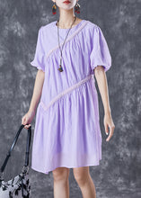 Load image into Gallery viewer, DIY Purple Asymmetrical Patchwork Wrinkled Maxi Dresses Summer
