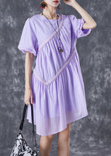 Load image into Gallery viewer, DIY Purple Asymmetrical Patchwork Wrinkled Maxi Dresses Summer