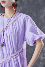 Load image into Gallery viewer, DIY Purple Asymmetrical Patchwork Wrinkled Maxi Dresses Summer