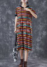 Load image into Gallery viewer, DIY Rainbow Hooded Striped Chiffon Robe Dresses Summer