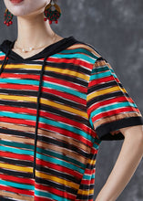 Load image into Gallery viewer, DIY Rainbow Hooded Striped Chiffon Robe Dresses Summer