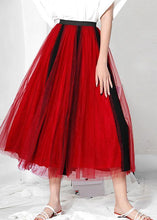Load image into Gallery viewer, DIY Red High Waist Tulle Patchwork A Line Skirts