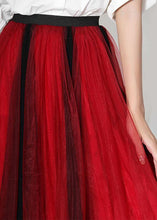 Load image into Gallery viewer, DIY Red High Waist Tulle Patchwork A Line Skirts