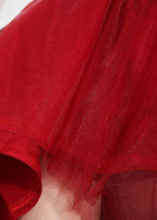 DIY Red High Waist Tulle Patchwork A Line Skirts