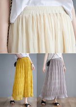 Load image into Gallery viewer, DIY Yellow Elastic Waist Wrinkled Cotton Skirt Summer
