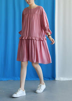 DIY ruffles collar cotton clothes Outfits pink Dresses fall