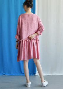 DIY ruffles collar cotton clothes Outfits pink Dresses fall