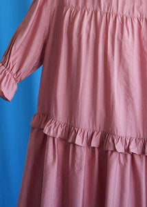 DIY ruffles collar cotton clothes Outfits pink Dresses fall