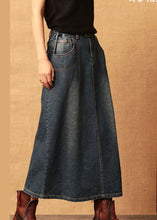 Load image into Gallery viewer, Dark Blue Patchwork Cotton Denim Skirt High Waist Side Open Summer