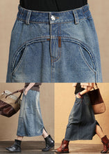 Load image into Gallery viewer, Dark Blue Patchwork Cotton Denim Skirt High Waist Side Open Summer