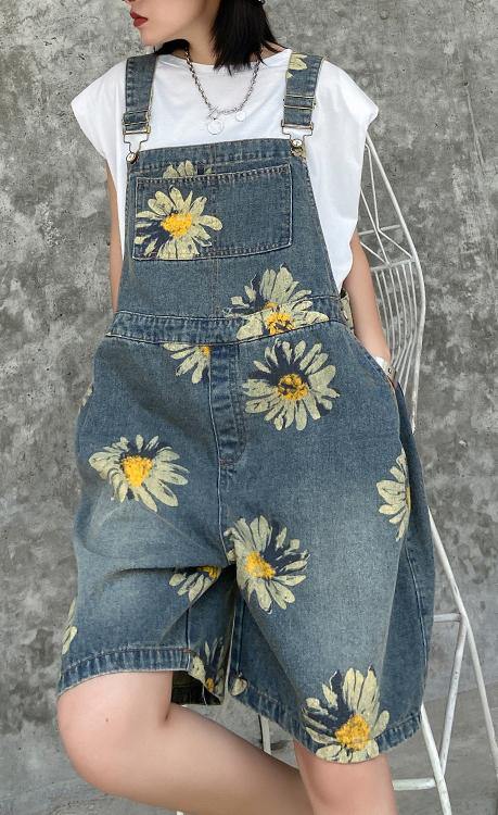 Denim Back Pants Summer Thin Print Straight Tube Shorts