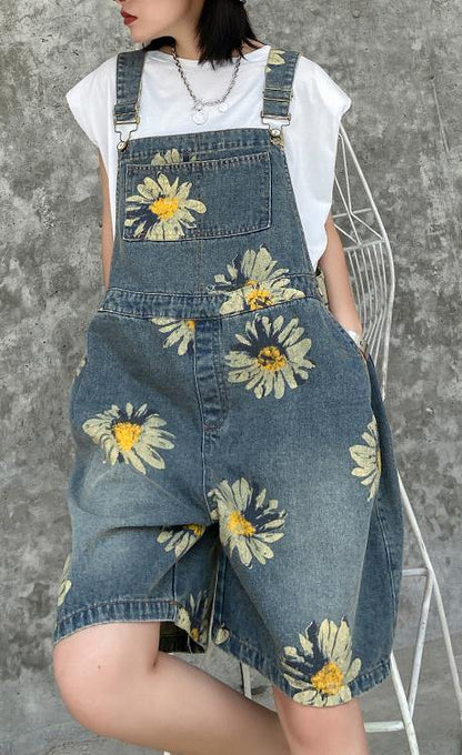 Denim Back Pants Summer Thin Print Straight Tube Shorts