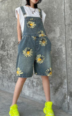 Denim Back Pants Summer Thin Print Straight Tube Shorts