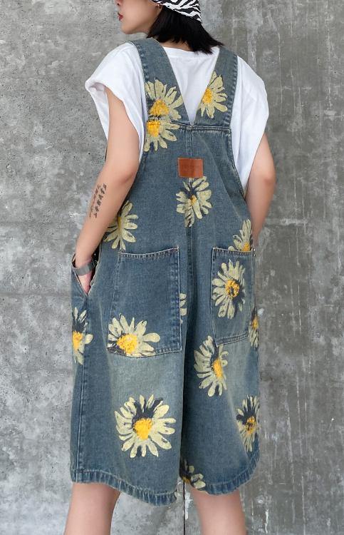 Denim Back Pants Summer Thin Print Straight Tube Shorts